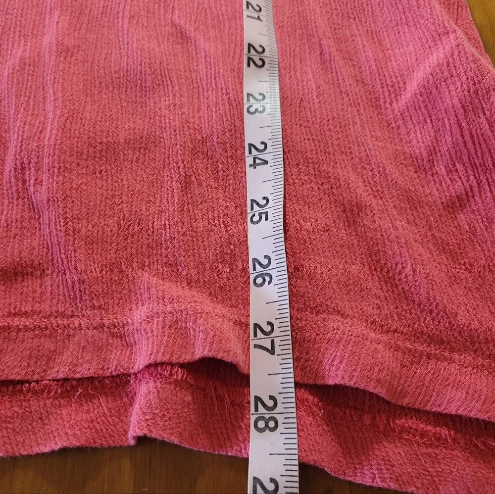 Soft Surroundings Gauze April Tee Tunic Waffle Knit Sleeve Top Pink Coral Medium - Picture 6 of 7